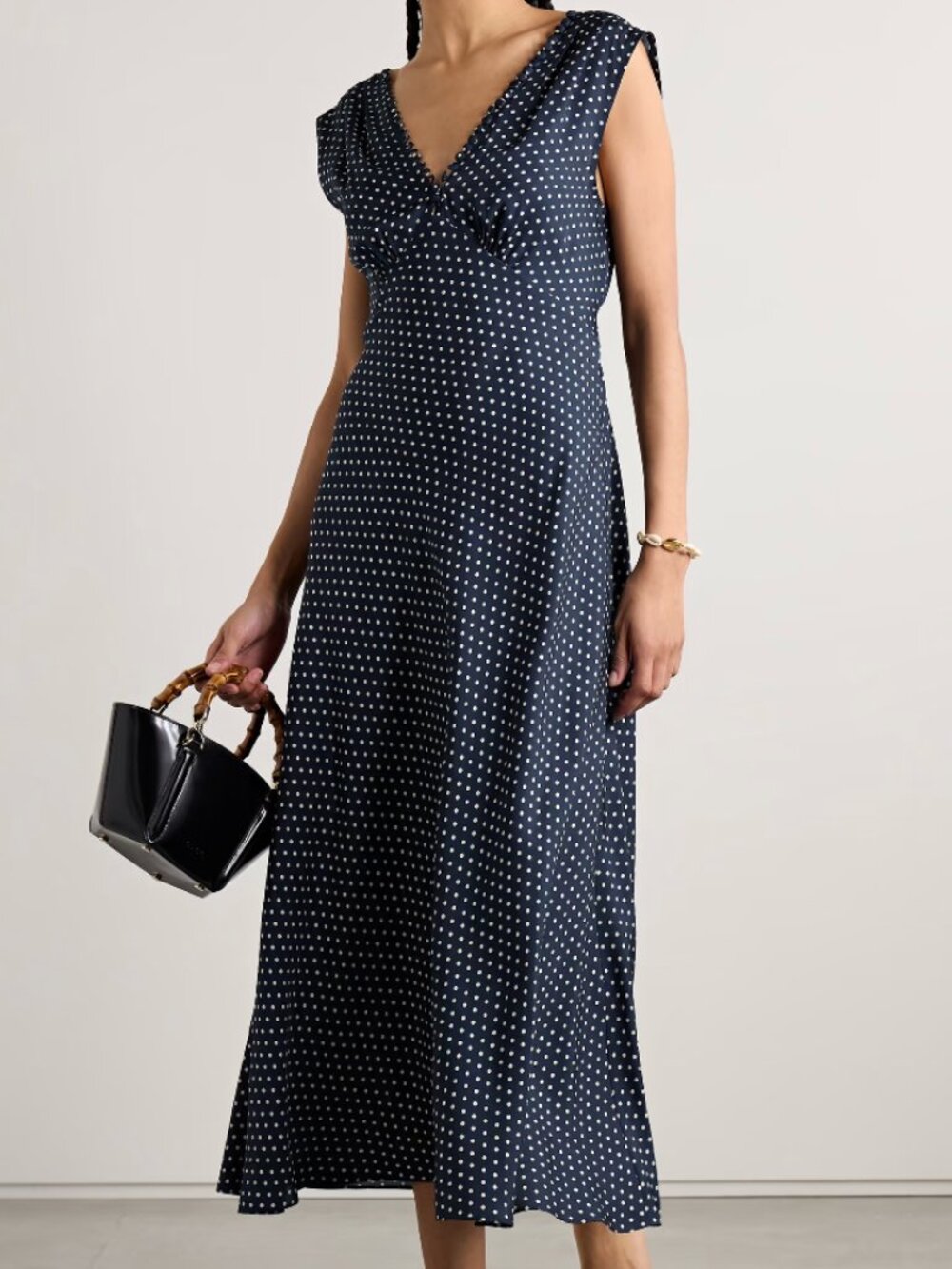 Doen Tahlia Polka Dot Silk-Blend Midi-Dress
